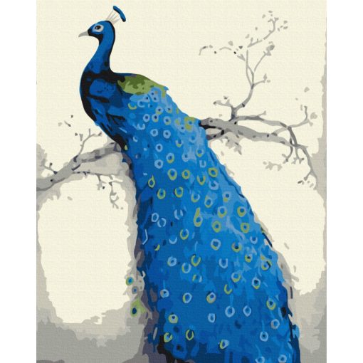 Blauer Pfau - Malen-nach-Zahlen-Set auf Keilrahmen 40x50
