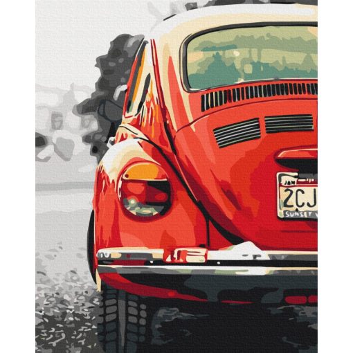 Rotes Retro-Auto - Malen-nach-Zahlen-Set auf Keilrahmen 40x50