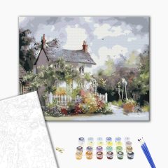   Malerisches Häuschen - Malen-nach-Zahlen-Set auf Keilrahmen 40x50