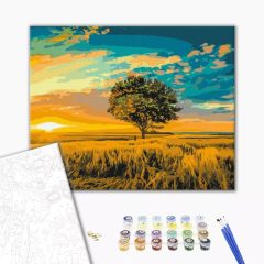   Goldener Sonnenuntergang - Malen-nach-Zahlen-Set auf Keilrahmen 40x50