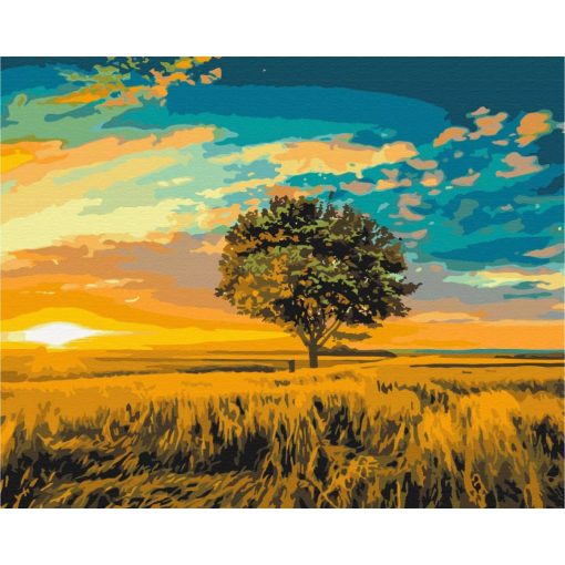 Goldener Sonnenuntergang - Malen-nach-Zahlen-Set auf Keilrahmen 40x50