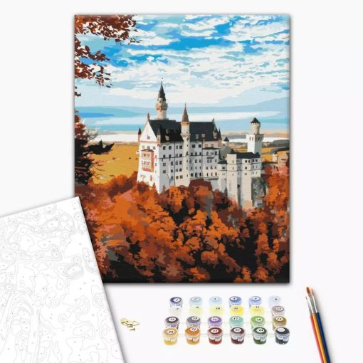 Neuschwanstein im Herbst - Malen-nach-Zahlen-Set auf Keilrahmen 40x50