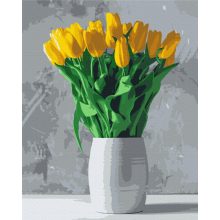 Gelbes Tulpenstrauß - Malen-nach-Zahlen-Set auf Keilrahmen 40x50