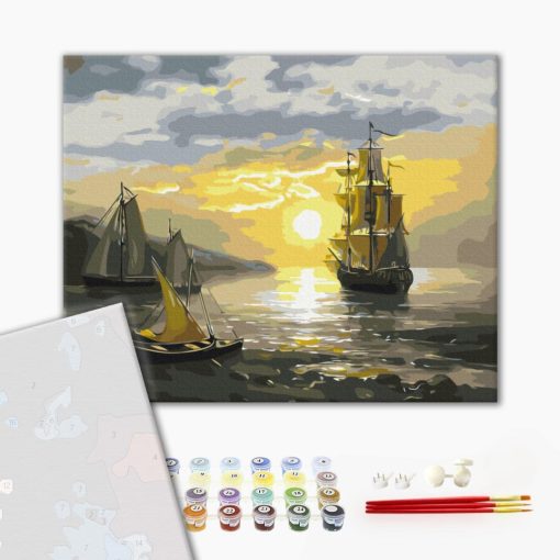 Ozeanische Eleganz - Malen-nach-Zahlen-Set auf Keilrahmen 40x50