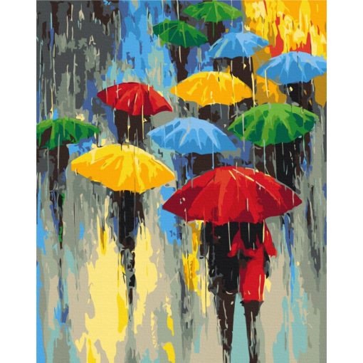 Bunte Regenschirme - Malen-nach-Zahlen-Set auf Keilrahmen 40x50