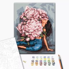   Pfingstrosenflut - Malen-nach-Zahlen-Set auf Keilrahmen 40x50