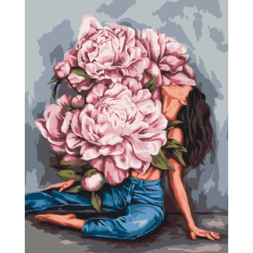 Pfingstrosenflut - Malen-nach-Zahlen-Set auf Keilrahmen 40x50