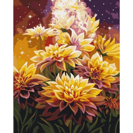 Magische Blumen - Malen-nach-Zahlen-Set auf Keilrahmen 40x50