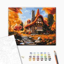 Herbsthütte - Malen-nach-Zahlen-Set auf Keilrahmen 40x50