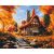 Herbsthütte - Malen-nach-Zahlen-Set auf Keilrahmen 40x50