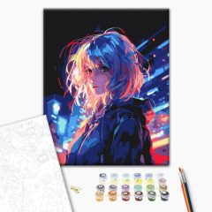Cyberpunk-Traum - Malen-nach-Zahlen-Set auf Keilrahmen 40x50
