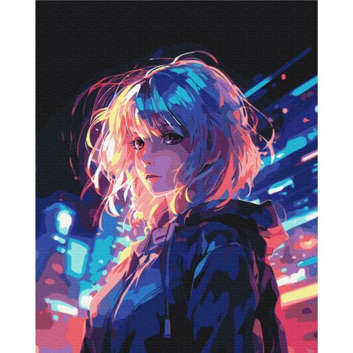 Cyberpunk-Traum - Malen-nach-Zahlen-Set auf Keilrahmen 40x50
