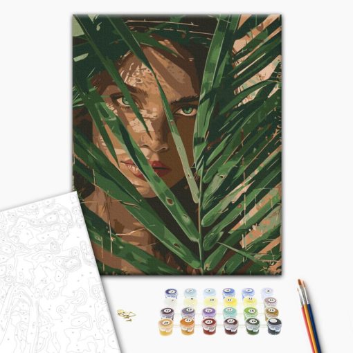 Grüner Blick - Malen-nach-Zahlen-Set auf Keilrahmen 40x50