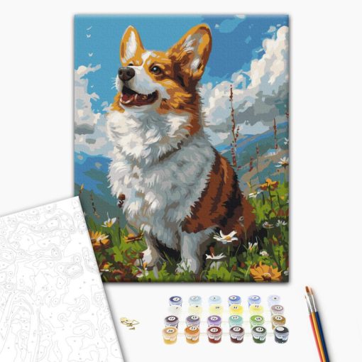 Stolzer Corgi - Malen-nach-Zahlen-Set auf Keilrahmen 40x50