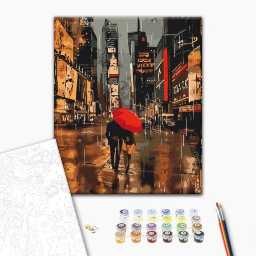 Zusammen am Times Square - Malen-nach-Zahlen-Set auf Keilrahmen 40x50