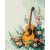 Gitarre zwischen Rosen - Malen-nach-Zahlen-Set auf Keilrahmen 40x50