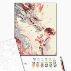   Die Freundschaft des Drachen - Malen-nach-Zahlen-Set auf Keilrahmen 40x50
