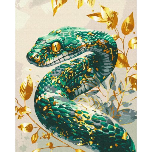 Smaragd Schlange - Premium Malen-nach-Zahlen-Set auf Keilrahmen 40x50
