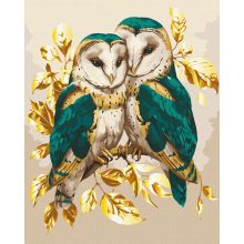 Smaragd Eulenpaar - Premium Malen-nach-Zahlen-Set auf Keilrahmen 40x50