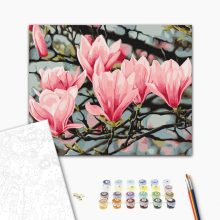 Tanz der Magnolien - Malen-nach-Zahlen-Set auf Keilrahmen 40x50