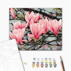   Tanz der Magnolien - Malen-nach-Zahlen-Set auf Keilrahmen 40x50