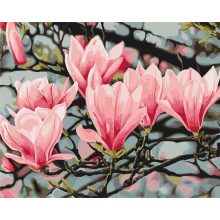Tanz der Magnolien - Malen-nach-Zahlen-Set auf Keilrahmen 40x50
