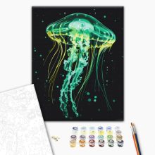 Világító medúza - Számfestő készlet kereten 40x50