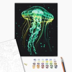 Világító medúza - Számfestő készlet kereten 40x50