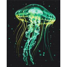 Világító medúza - Számfestő készlet kereten 40x50