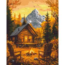 Lagerfeuer im Herbstwald - Malen-nach-Zahlen-Set auf Keilrahmen 40x50