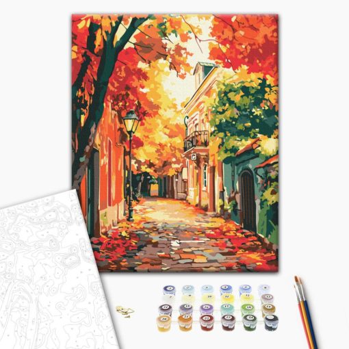 Nostalgischer Herbst - Malen-nach-Zahlen-Set auf Keilrahmen 40x50