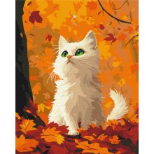 Cica a levelek közt - Számfestő készlet kereten 40x50
