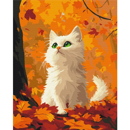 Cica a levelek közt - Számfestő készlet kereten 40x50