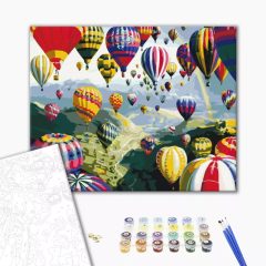   Bunte Heißluftballons - Malen-nach-Zahlen-Set auf Keilrahmen 40x50