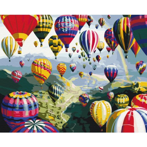 Bunte Heißluftballons - Malen-nach-Zahlen-Set auf Keilrahmen 40x50