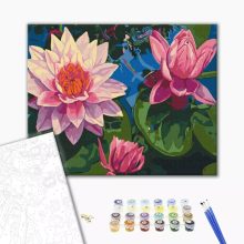Rosa Seerose - Malen-nach-Zahlen-Set auf Keilrahmen 40x50