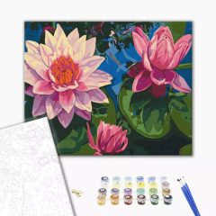 Rosa Seerose - Malen-nach-Zahlen-Set auf Keilrahmen 40x50