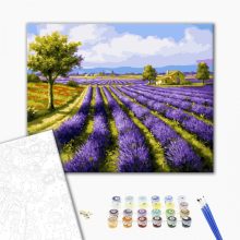 Lavendelfelder - Malen-nach-Zahlen-Set auf Keilrahmen 40x50