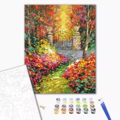   Leuchtender Herbstgarten - Malen-nach-Zahlen-Set auf Keilrahmen 40x50