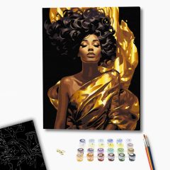   Midas' Berührung - Malen-nach-Zahlen-Set auf schwarzer Leinwand, Keilrahmen 40x50