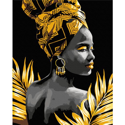 Exotische Weiblichkeit - Malen-nach-Zahlen-Set auf schwarzer Leinwand, auf Keilrahmen 40x50