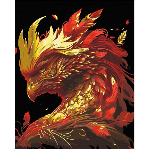 Edler Phönix - Malen-nach-Zahlen-Set auf schwarzer Leinwand, auf Keilrahmen 40x50