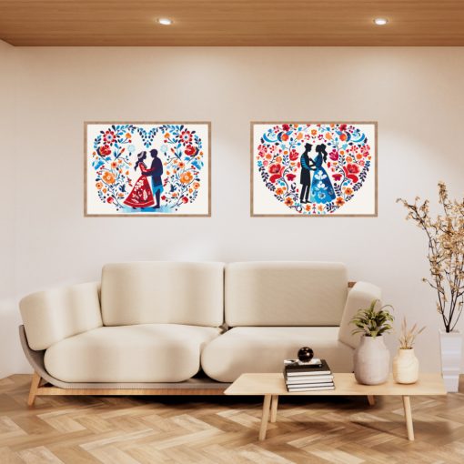 Nationale Lieben - 2-teiliges Malen-nach-Zahlen-Set auf Leinwand