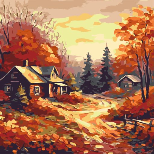 Zauberhafte Herbstlandschaften - 2-teiliges Malen-nach-Zahlen-Set auf Leinwand