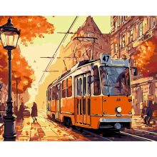 Város ősszel - 2 darabos számfestő készlet kereten