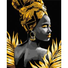 Goldene Schönheiten - 3-teiliges Malen-nach-Zahlen-Set auf schwarzer Leinwand, auf Keilrahmen