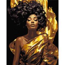 Goldene Schönheiten - 3-teiliges Malen-nach-Zahlen-Set auf schwarzer Leinwand, auf Keilrahmen