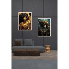   Goldene Eleganz - 2-teiliges Malen-nach-Zahlen-Set auf Leinwand