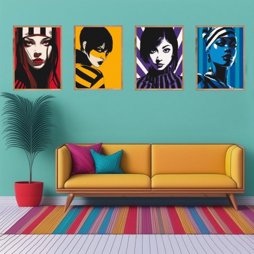 Femme Fatale - 4-teiliges Malen-nach-Zahlen-Set auf Leinwand