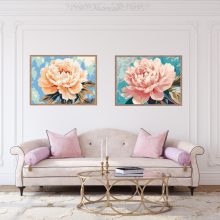 Die Harmonie der Blütenblätter - 2-teiliges Malen nach Zahlen Set auf Rahmen